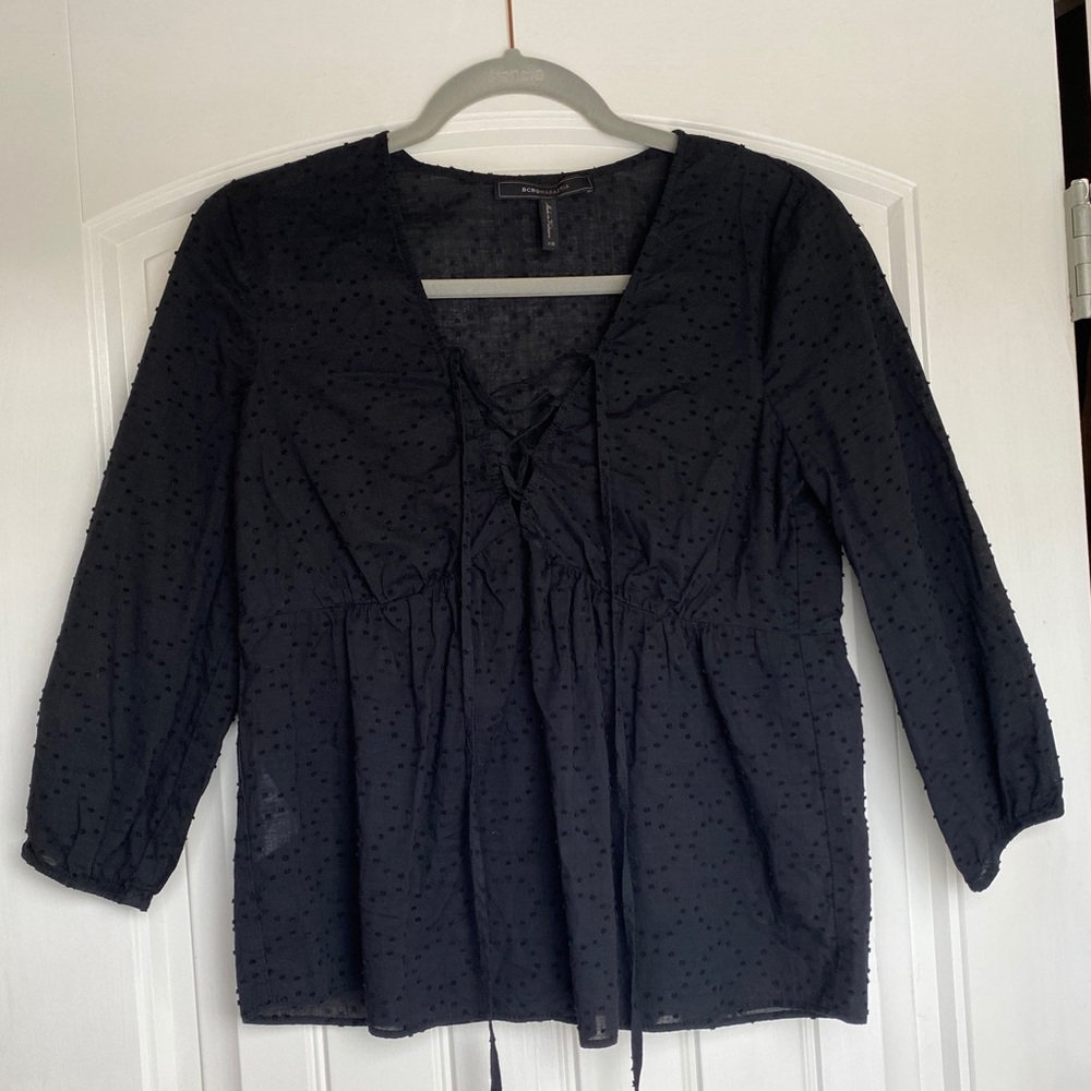BCBG MAXAZRIA long sleeve black shirt